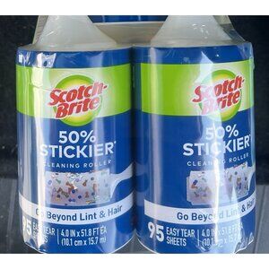 4 Scotch-Brite 3M Lint Roller 50% Stickier For Pet, Hair